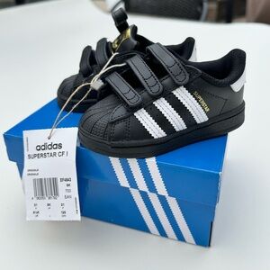 Adidas Infant Toddler Superstar Shoe Shell Toe Sneakers 5.5K Black Baby Shoes